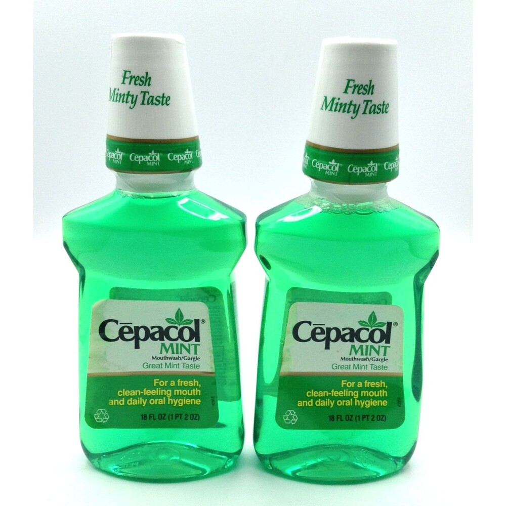 Cepacol Antiseptic Mouthwash Mint Sealed Expired 2 Bottles 18 oz Each USA